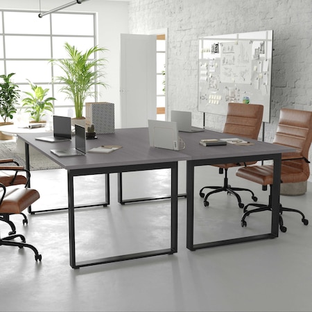 Flash Furniture Redmond 72x36 Conf Tbl w/1in. Thick Dbl Sided Laminate Tbl Top w/PVC and U-Frame Steel Bse, Gry Oak MT-M7236-LTGRY-UBF-GG
